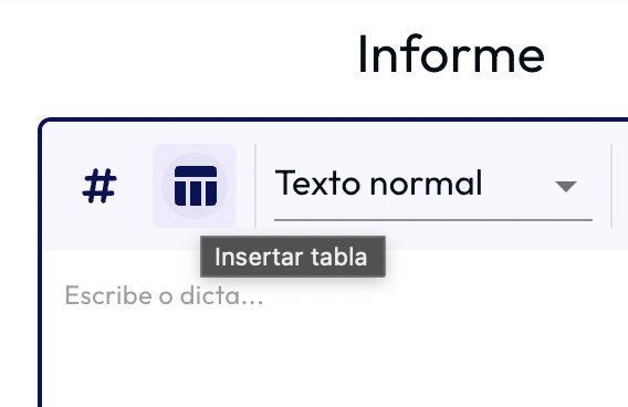 Cómo crear tablas en documentos clínicos