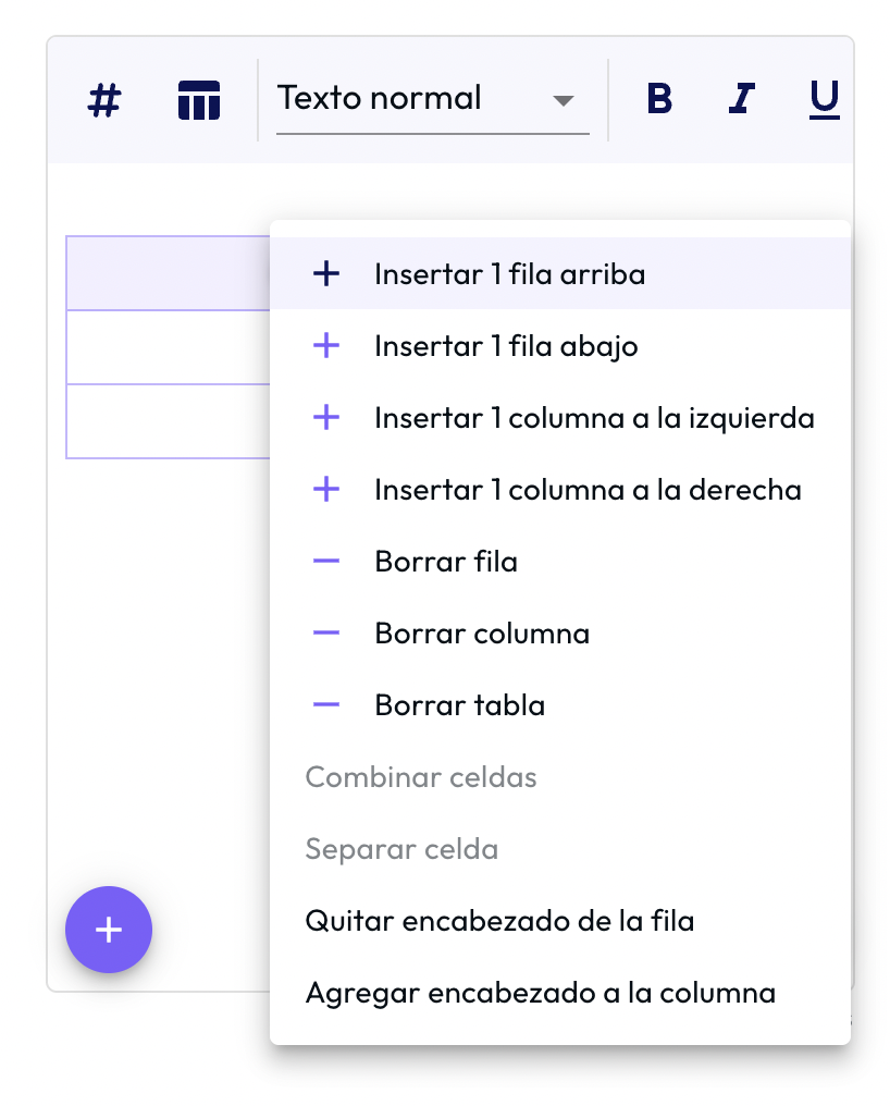 Cómo crear tablas en documentos clínicos